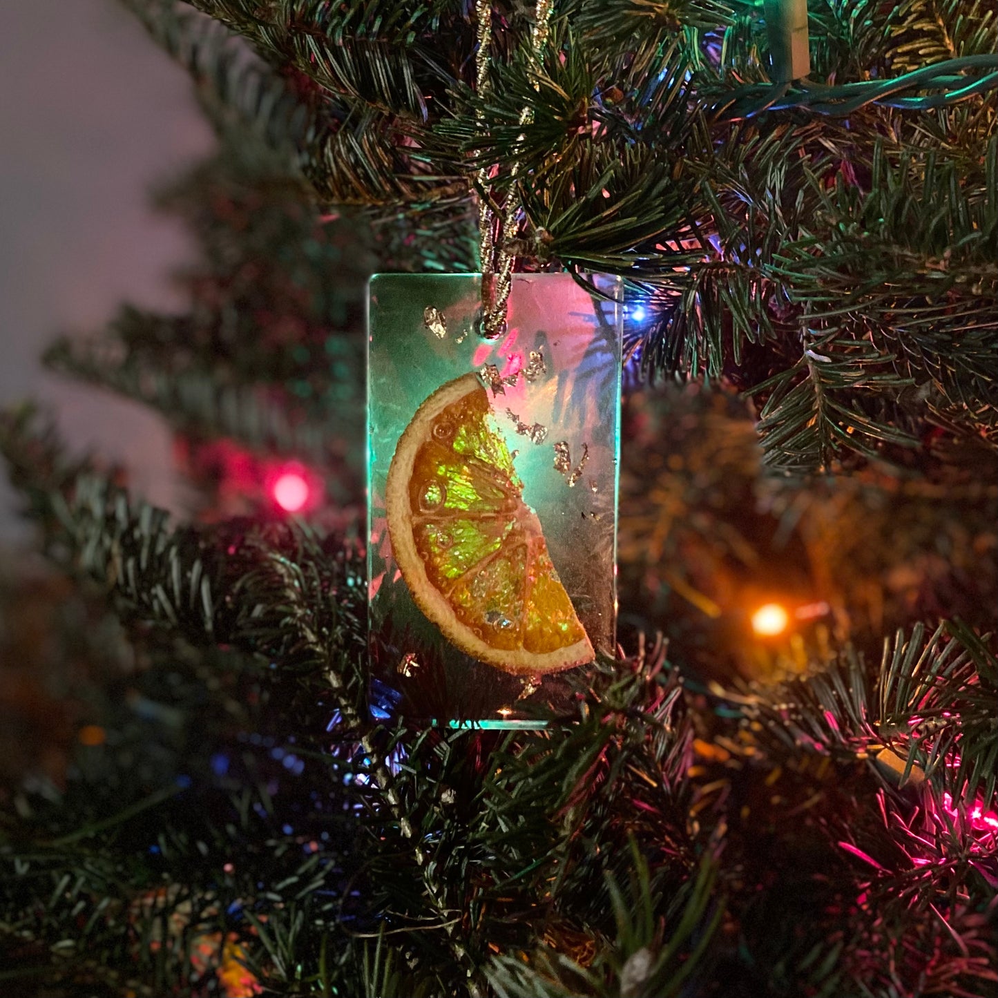 Handmade Resin Christmas Ornament | Orange & Gold