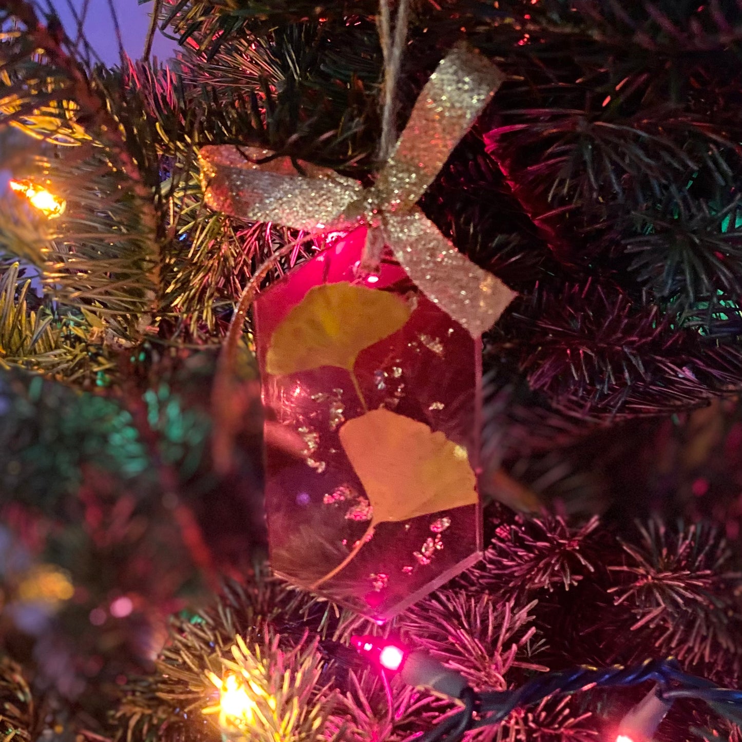 Handmade Resin Christmas Ornament | Ginkgo & Gold