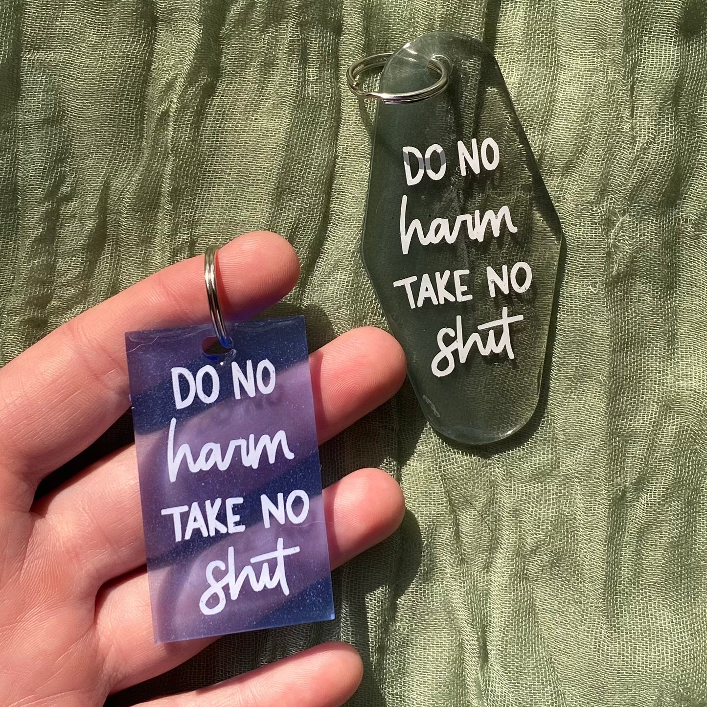 Handmade Resin Keychain | do no harm take no shit