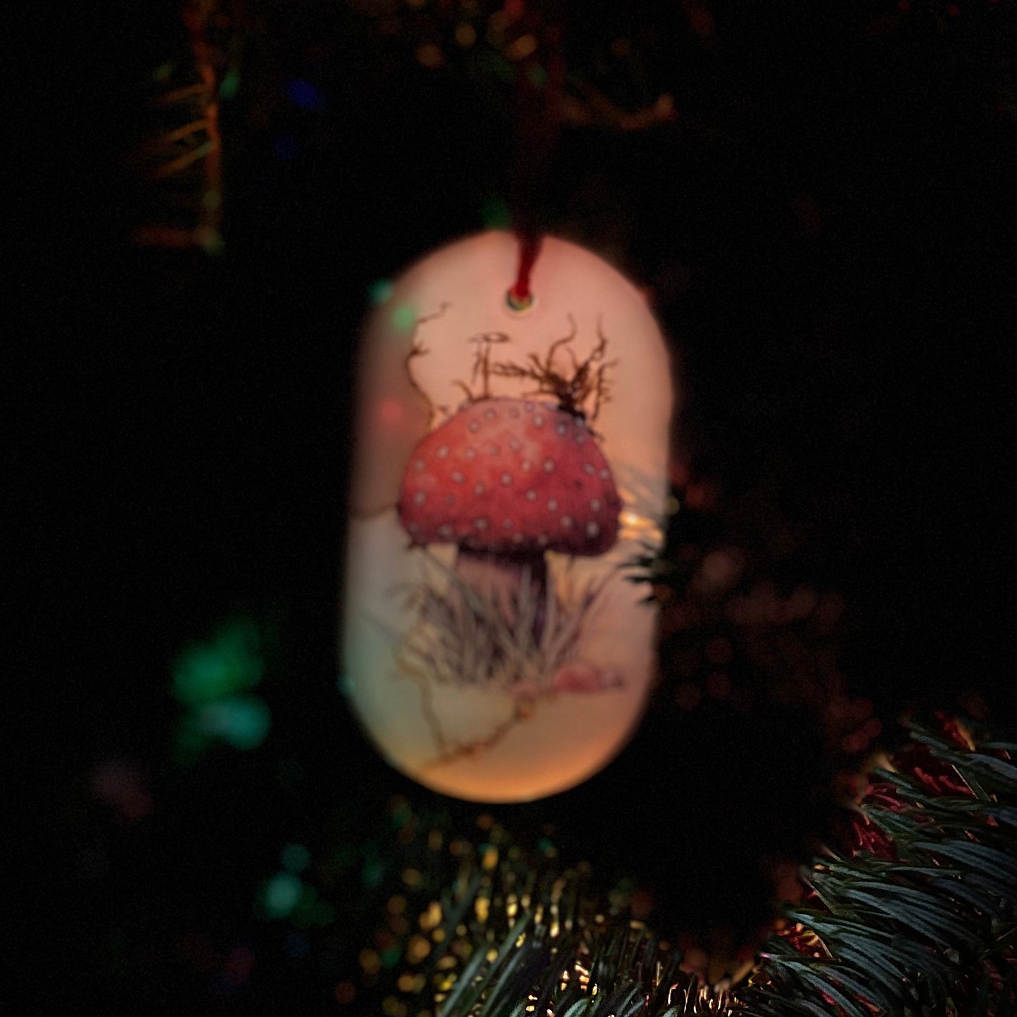 Handmade Resin Christmas Ornament | Illustrated Mushroom & Moss