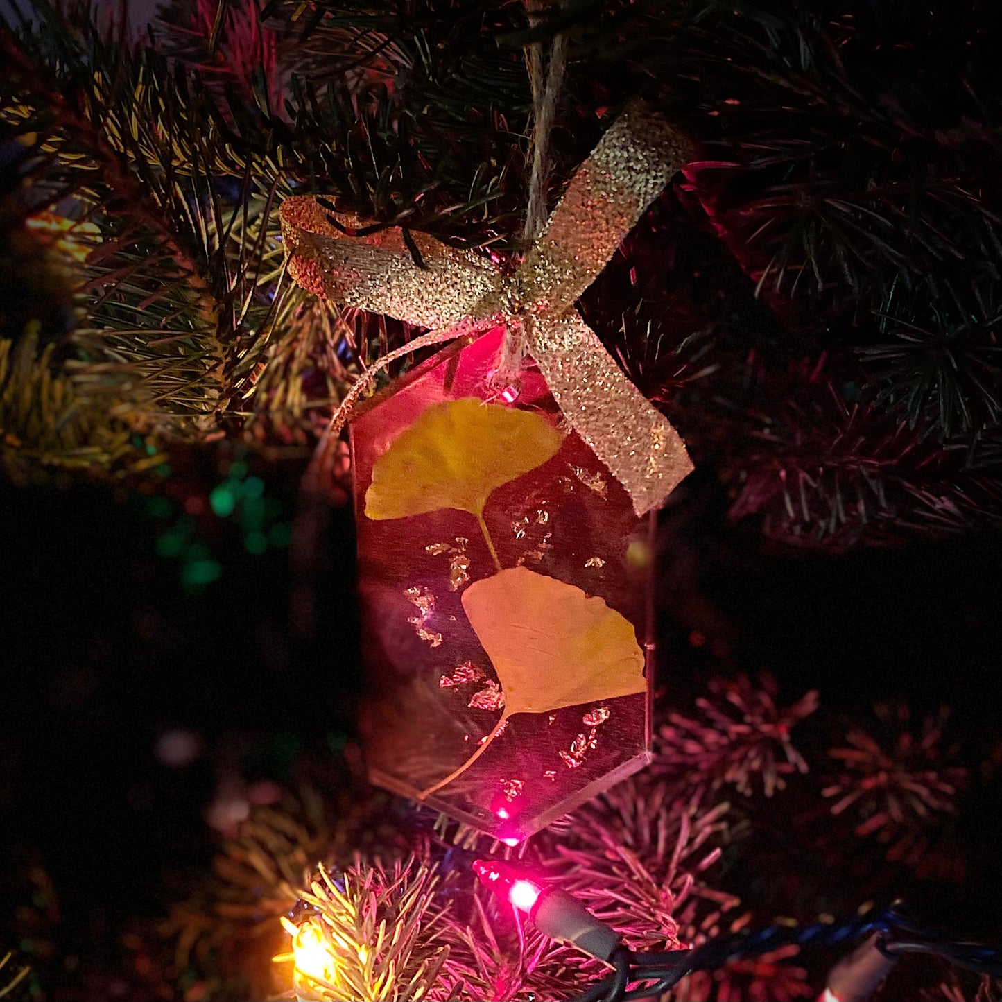 Handmade Resin Christmas Ornament | Ginkgo & Gold