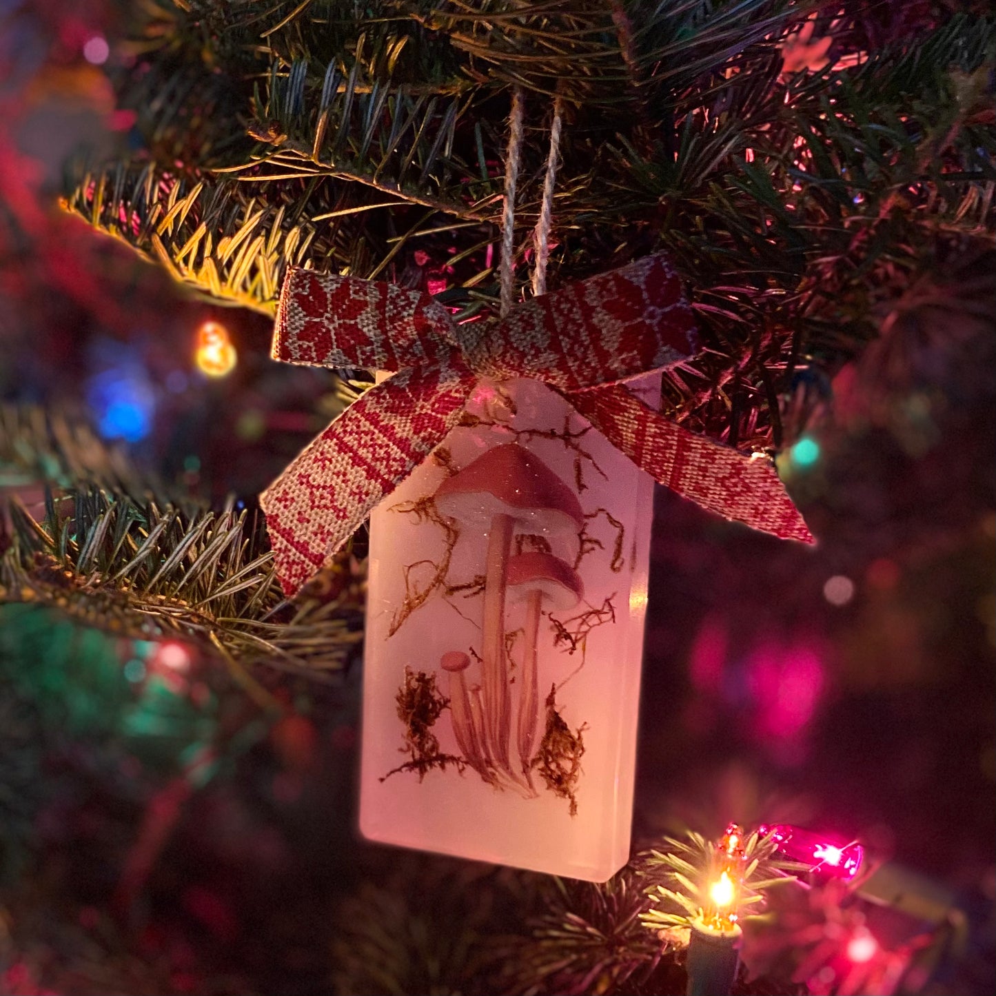 Handmade Resin Christmas Ornament | Mushrooms & Moss