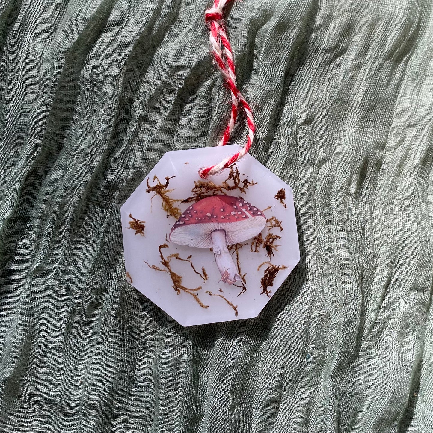 Handmade Resin Christmas Ornament | Mushroom & Moss