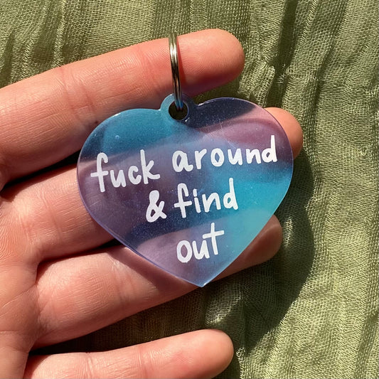 Handmade Resin Keychain | fuck around & find out