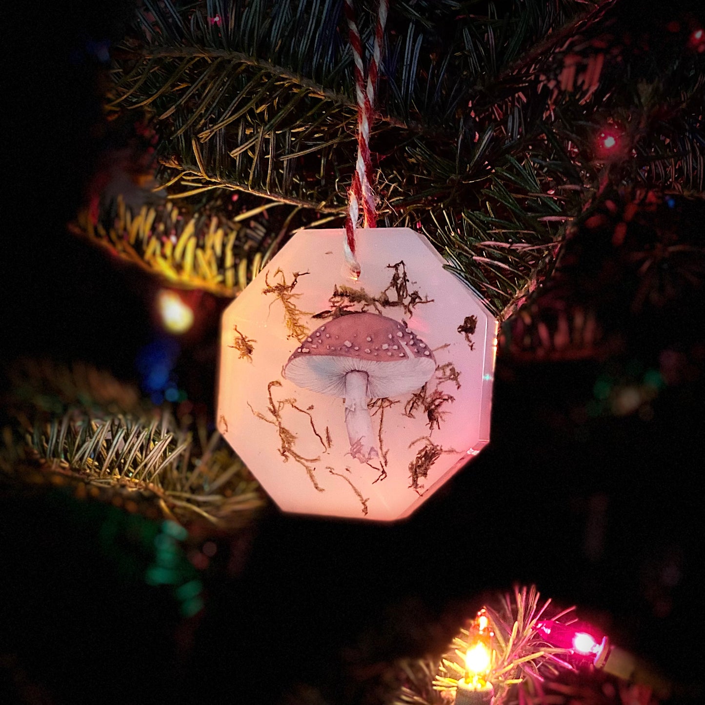 Handmade Resin Christmas Ornament | Mushroom & Moss