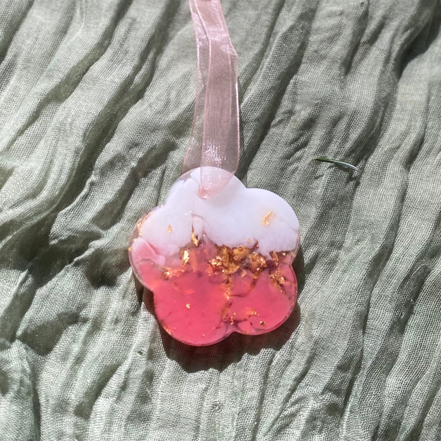 Handmade Resin Christmas Ornament | Rose & Gold Flower