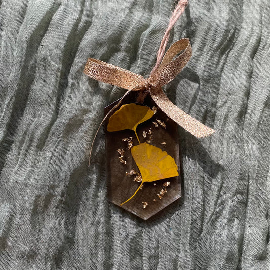 Handmade Resin Christmas Ornament | Ginkgo & Gold