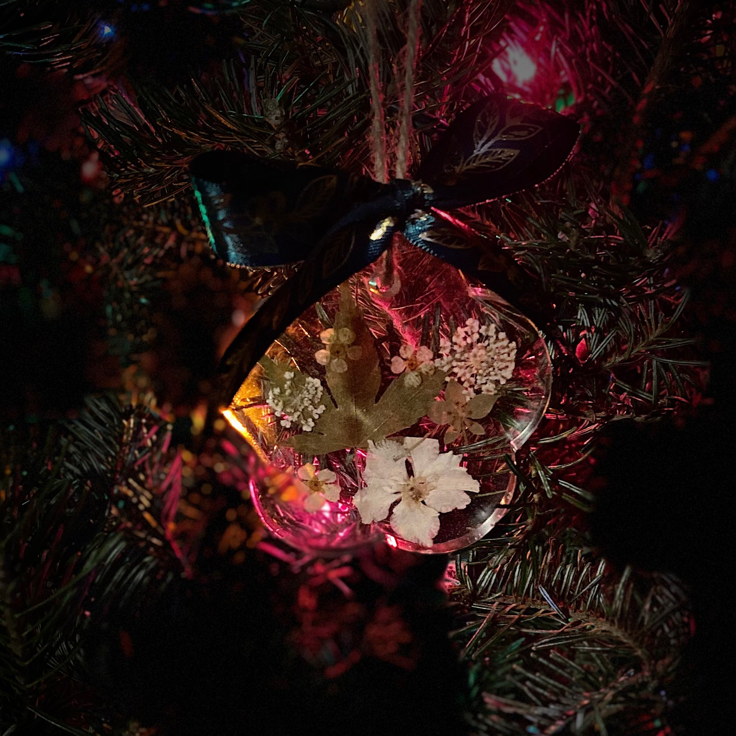 Handmade Resin Christmas Ornament | White Florals