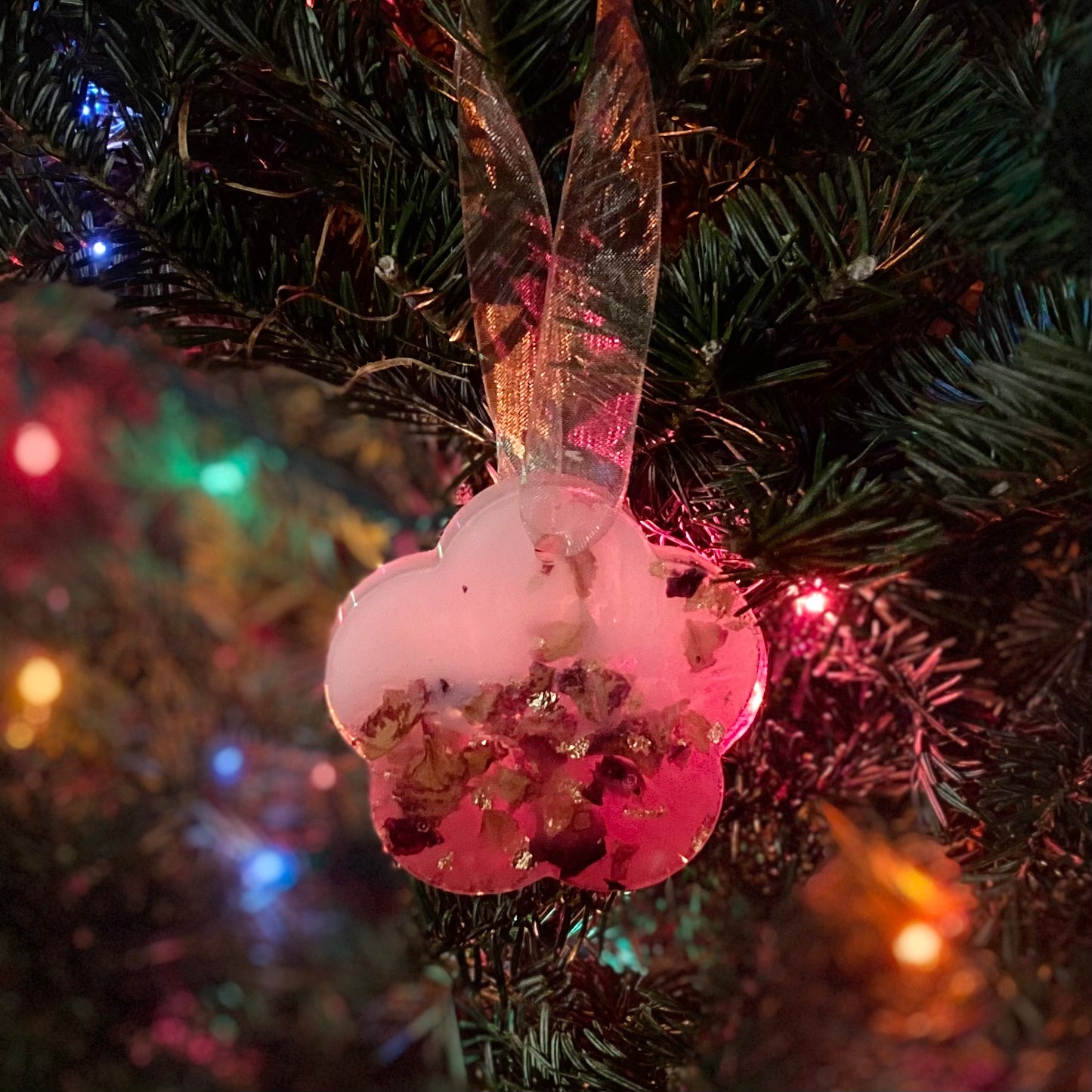 Handmade Resin Christmas Ornament | Rose & Gold Flower