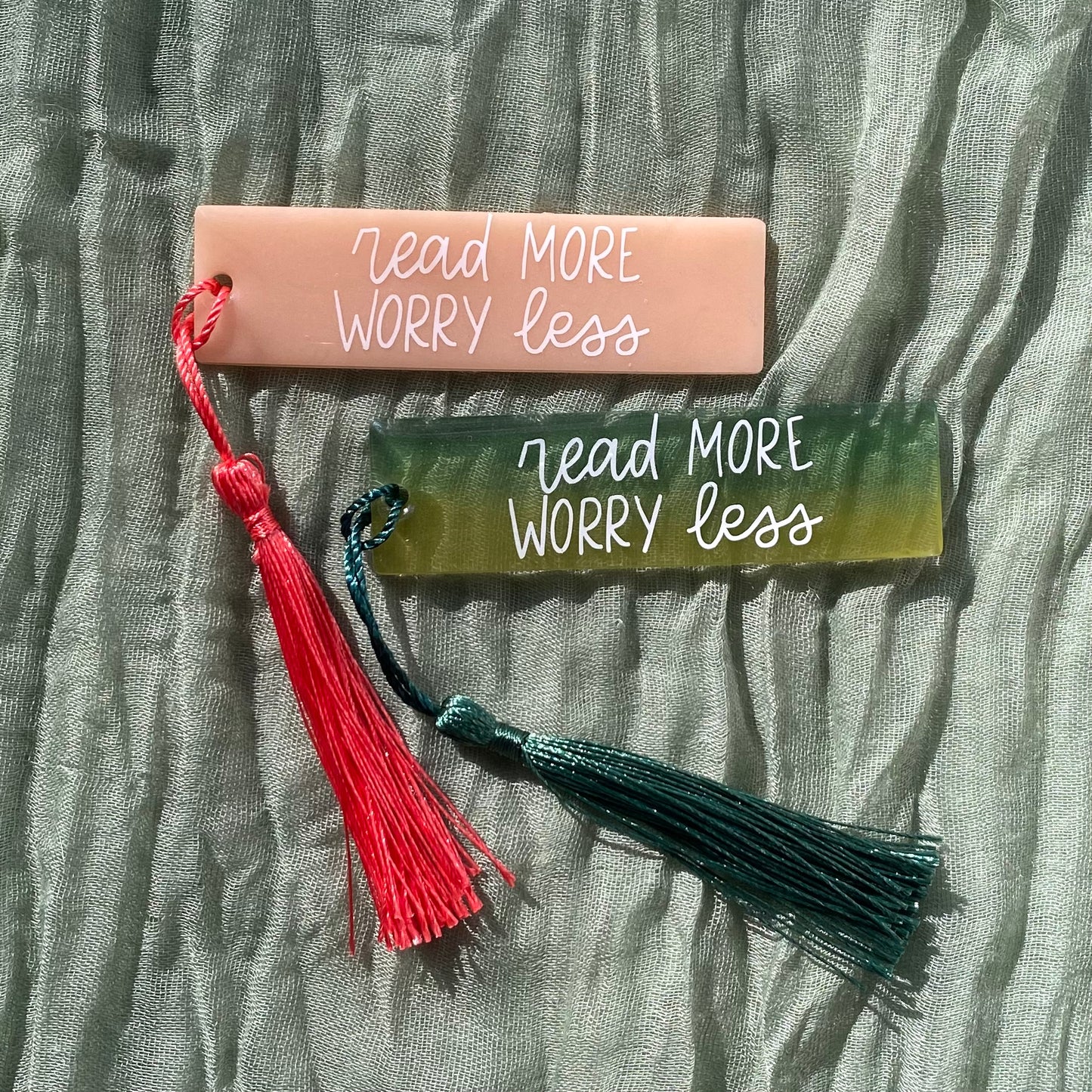 Handmade Resin Bookmark | read more worry less