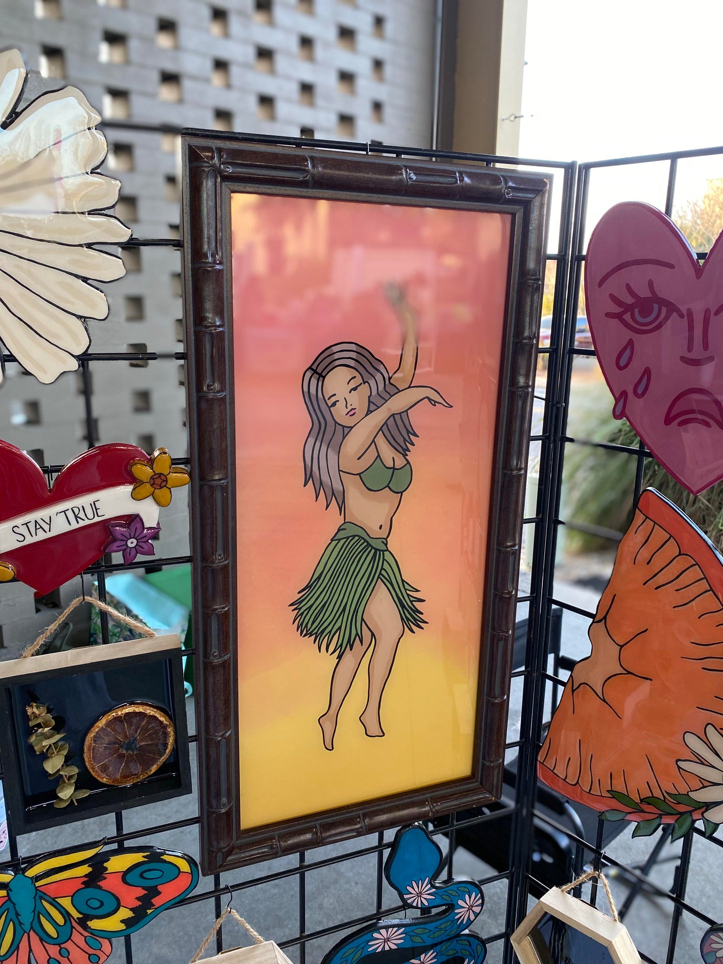 Reverse Painted Frame | Hula Girl